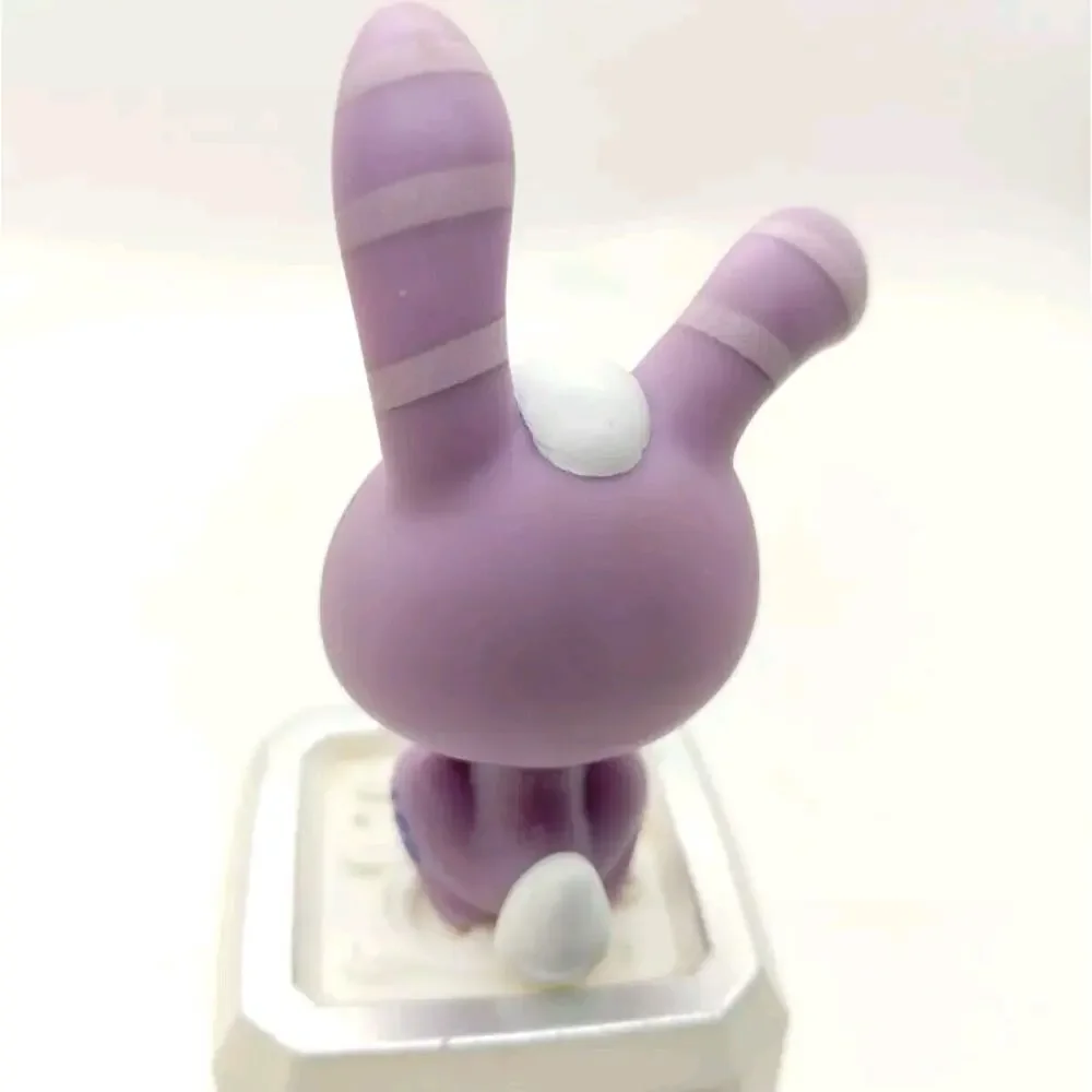 Littlest Pet Shop #828 Bunny Rabbit Purple White Striped Ears Green Dot Eyes
